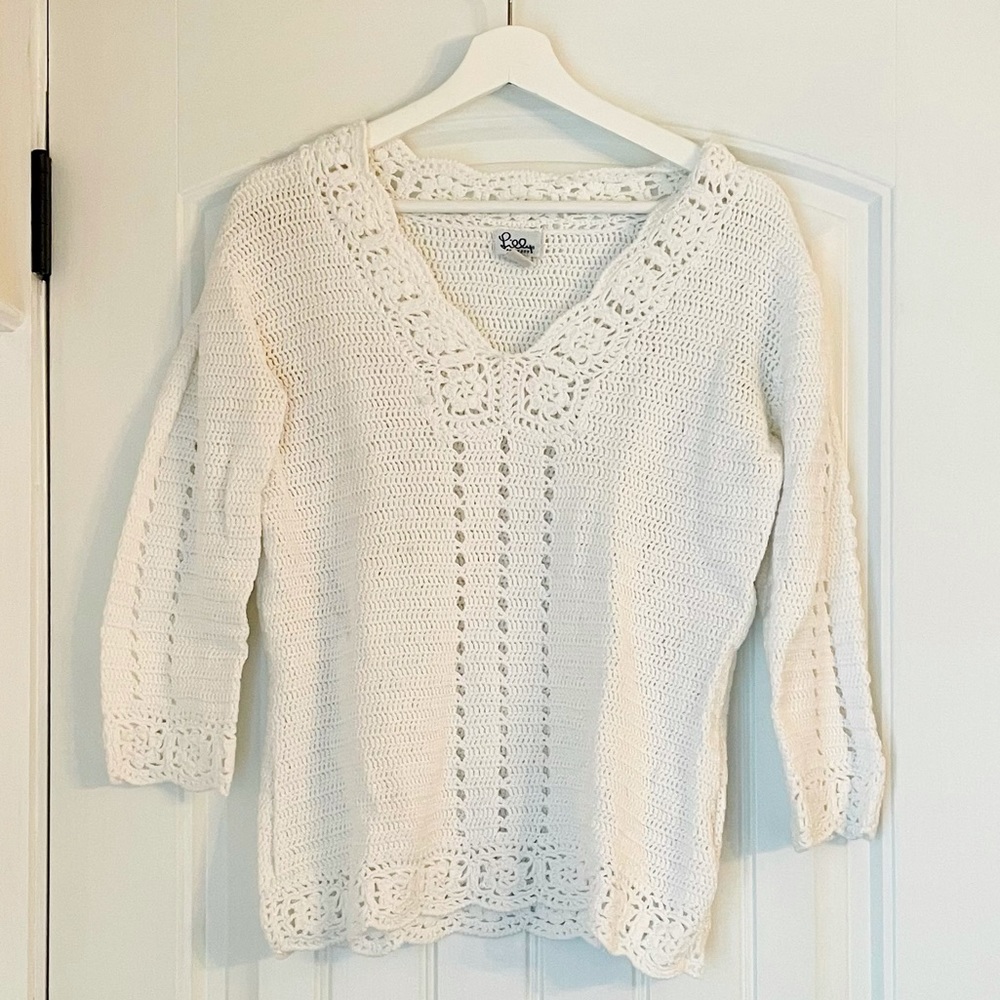 Lilly Pulitzer White Crochet sweater top tunic